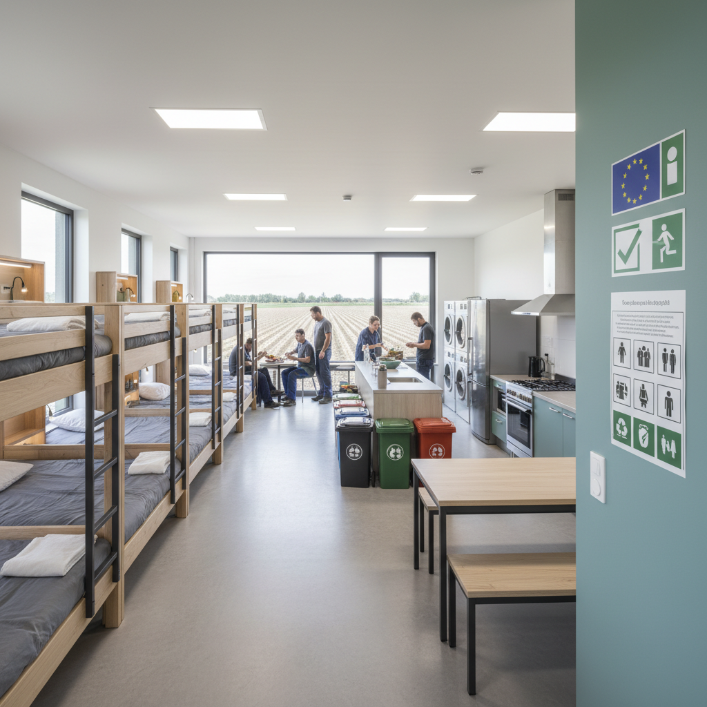 Logement moderne pour travailleurs saisonniers agricoles en France.